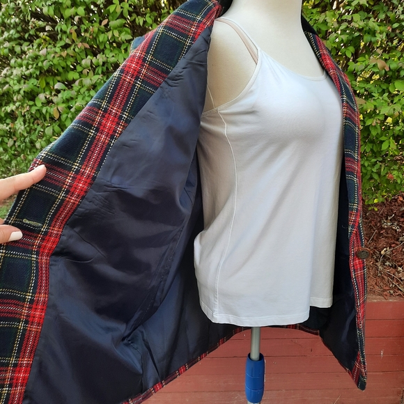 Vintage Y2K Tartan Plaid Wool and Velvet Collar Blazer Winter Classic - Picture 7 of 11